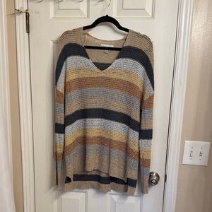 Knox Rose Striped V-Neck Sweater